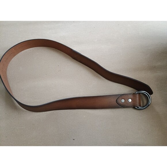Banana Republic slider Brown Leather Double D Ring Belt M 34/36 BR logo - Picture 6 of 7